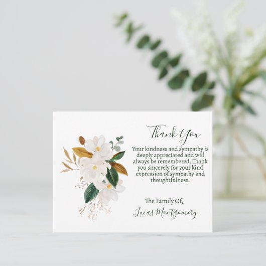 マグノリア葬儀ありがとう悔やみや弔慰 ポストカード (スタンド正面)