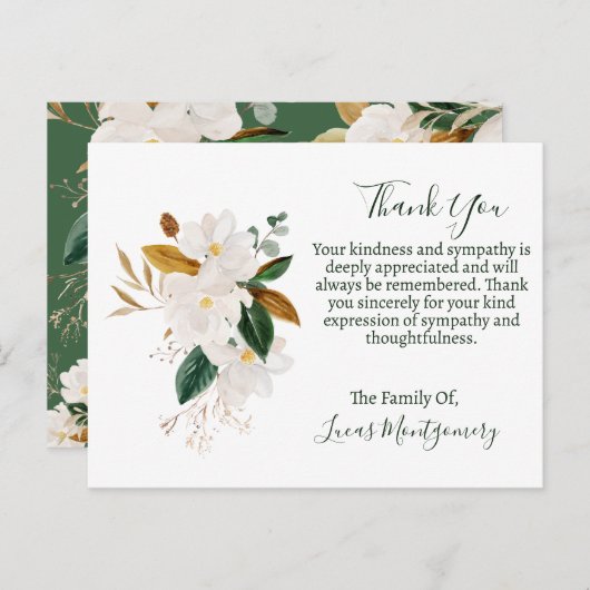 マグノリア葬儀ありがとう悔やみや弔慰 ポストカード (正面/裏面)