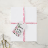 マグノリア赤面ピンクホワイトありがとう ギフトタグ (より糸付き)