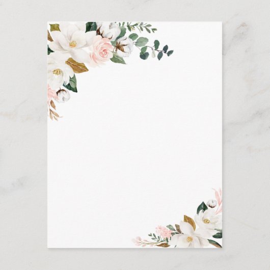 マグノリア赤面ピンク金ゴールドとホワイトフローラ結婚ズ エンクロージャーカード (裏面)