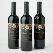 マグノリア金ゴールドとブラックフローラありがとう ワインラベル (ボトル)