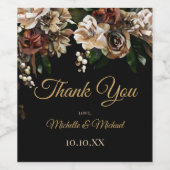 マグノリア金ゴールドとブラックフローラありがとう ワインラベル (シングルラベル)