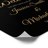 マグノリア金ゴールドとブラックフローラ結婚式招待状 ポスター (角)
