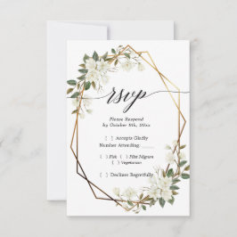 マグノリア金ゴールド幾何学枠RSVP 出欠カード