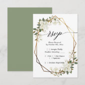 マグノリア金ゴールド幾何学枠RSVP 出欠カード (正面/裏面)