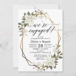 マグノリア金ゴールド幾何学模様婚約パーティ 招待状