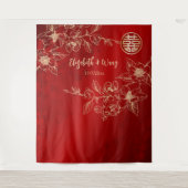 マグノリア金ゴールド赤中国の背景 タペストリー (正面)