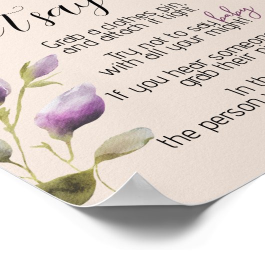 マグノリア開花シーッ言わない赤ちゃんシャワーゲーム ポスター (角)