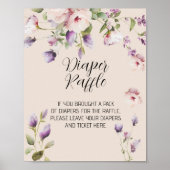 マグノリア開花テーマベビーおむつラッフルサイン ポスター (正面)