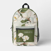 マグノリア開花パーソナライズされたリュック プリントバックパック (正面)