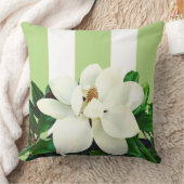 マグノリア開花 |ストライプの 20"x20"リバーシブルピロー クッション (ブランケット)