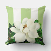 マグノリア開花 |ストライプの 20"x20"リバーシブルピロー クッション (正面)