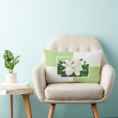 マグノリア開花 |緑と黄色のリバーシブル ランバークッション (椅子)