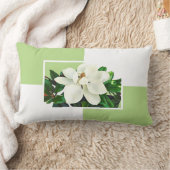 マグノリア開花 |緑と黄色のリバーシブル ランバークッション (ブランケット)