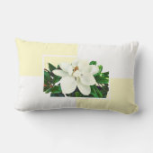 マグノリア開花 |緑と黄色のリバーシブル ランバークッション (裏面)