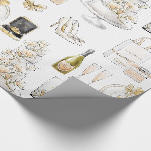 マグノリア ウェディング ブライダルシャワーのギフト ラッピングペーパー (角)