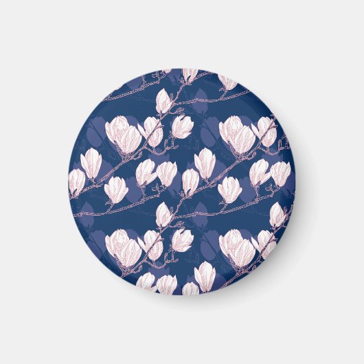 マグノリア エレガンス: ネイビー スプリング ブルーム マグネット (正面)