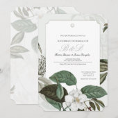 マグノリア ガーデン アーチェド エッジ ウェディング インビテーション (正面/裏面)