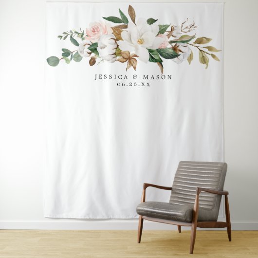 マグノリア コットン バックドロップ フォトブース タペストリー (インサイチュ)