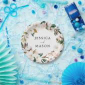 マグノリア コットン モノグラム ブライダル シャワー ペーパー プレート (パーティー)