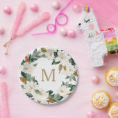 マグノリア コットン モノグラム 紙皿 (パーティー)