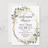 マグノリア ゴールド ジオメトリック フレーム リハーサル ディナー 招待状 (正面)