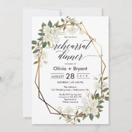 マグノリア ゴールド ジオメトリック フレーム リハーサル ディナー 招待状