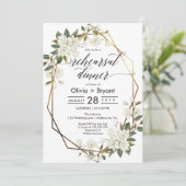 マグノリア ゴールド ジオメトリック フレーム リハーサル ディナー 招待状 (スタンド正面)