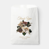 マグノリア ゴールド＆ブラック フラワーの感謝を表すギフトバッグ フェイバーバッグ (正面)