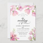 マグノリア | ピンクのフローラ結婚式招待状 招待状 (正面)
