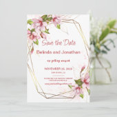 マグノリア フラワーの結婚式 Save the Date カード (スタンド正面)