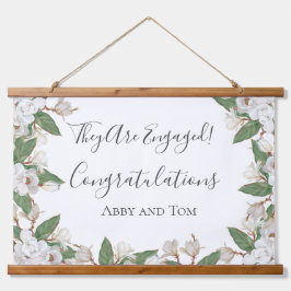 マグノリア フラワーボタニカルエンゲージメント バナー 吊り下げ型タペストリー