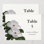 マグノリア フラワー モダン ウェディング テーブル マーカー 招待状 (正面/裏面)