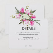マグノリア フローラル ウォーターカラー ウェディング 詳細カード エンクロージャーカード (正面/裏面)