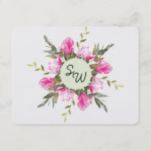 マグノリア フローラル ウォーターカラー ウェディング 詳細カード エンクロージャーカード (裏面)