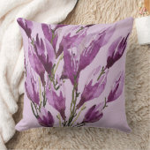 マグノリア フローラル ウォーターカラー バイオレット クッション (ブランケット)