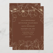 マグノリア | モダンエレガントシンプルフローラ結婚の受信 招待状 (正面/裏面)