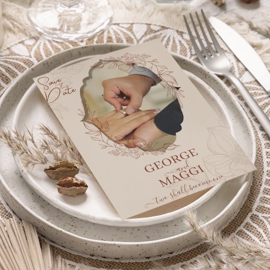 マグノリア ライン アート ヴィンテージ フレーム セーブザデート