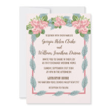 マグノリア リリー ブーケ ウェディング 招待状 B