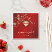 マグノリア レッド ゴールド 中国式結婚式 スタンダードカクテルナプキン (インサイチュ)
