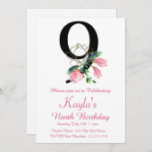 マグノリア 誕生日招待状 9歳の誕生日 招待状 (正面/裏面)