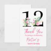 マグノリア 誕生日 招待状、12歳の誕生日 サンキューカード (正面/裏面)