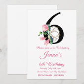 マグノリア 誕生日 招待状 6歳の誕生日 (正面/裏面)