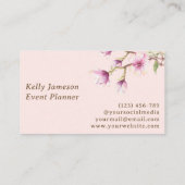 マグノリア |赤面ピンクとホワイトミニマルフローラ 名刺 (裏面)