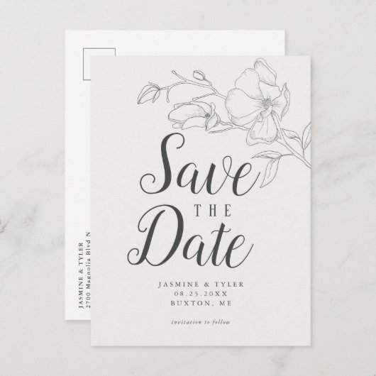 マグノリエレガントアの花婚式が日付を救う 案内ポストカード (正面/裏面)