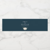 マグノリエレガントアフローラネイビー結婚ブルー ペットボトルラベル (シングルラベル)