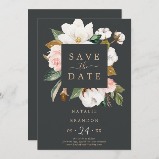 マグノリエレガントア |ブラックカードの保存 セーブザデート (正面/裏面)