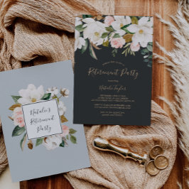 マグノリエレガントア |ブラック&ホワイトのリタイアメントパーティー 招待状