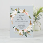 マグノリエレガントア |ブルーグレイカジュアル結婚ズ 招待状 (スタンド正面)