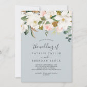 マグノリエレガントア |ブルーグレイ結婚ズの 招待状 (正面)